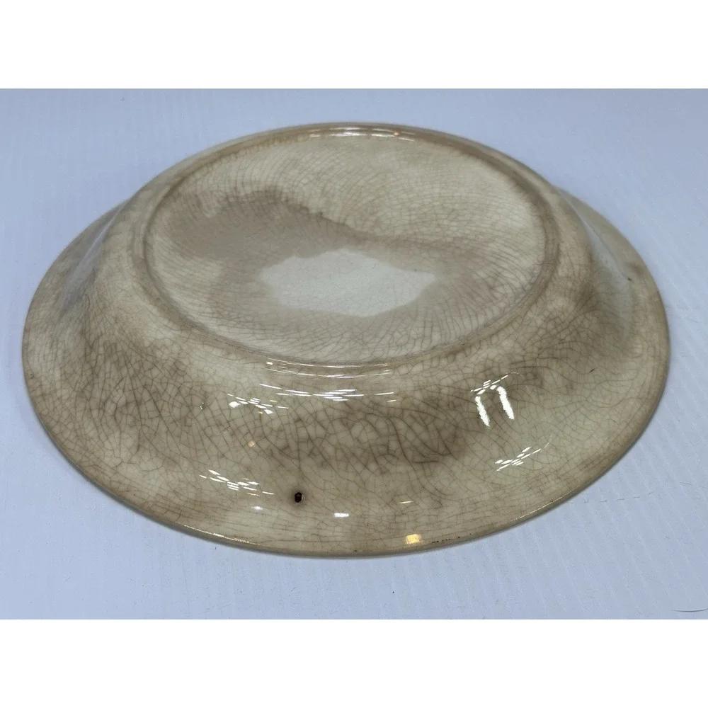 Vintage Ceramic Pecan Pie Dish Plate Recipe Brown White Grandmacore Cottagecore